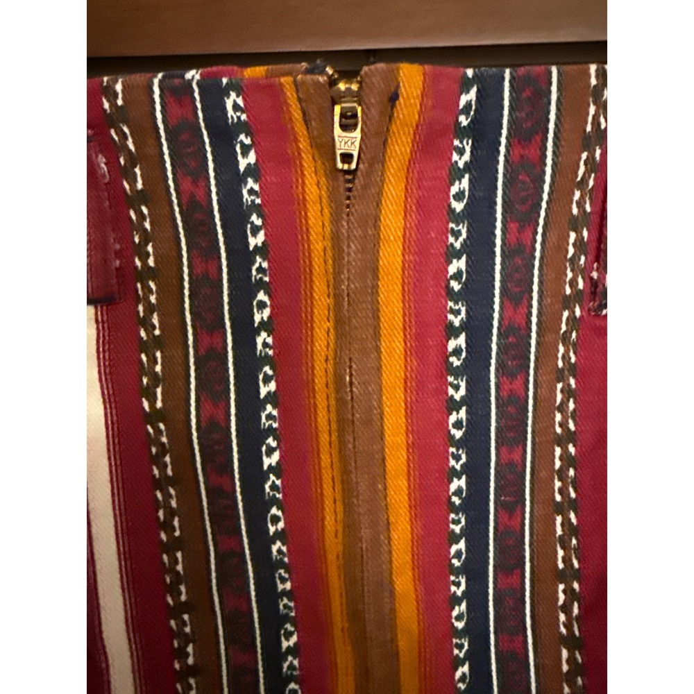 Vintage South western wrap stripe Maxi Skirt Fringe back Slit sz3 Boho  Cowgirl - Picture 6 of 11